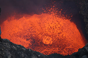 Lava bubble bursting in lava lake, Santiago Crater, Masaya Volcano