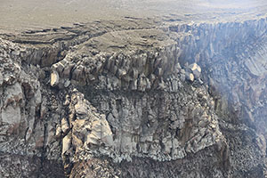 Unstable section of Nindiri crater overhanging Santiago crater, Masaya Volcano