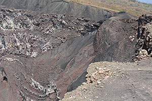 Old cinder cone embedded in SE corner of Santiago crater wall, Masaya volcano