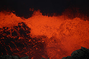 Lava bubbles in lava lake, Santiago Crater, Masaya Volcano