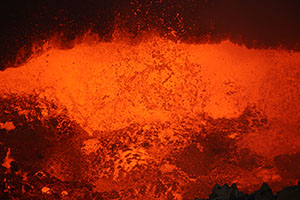 Lava bubbles in lava lake, Santiago Crater, Masaya Volcano