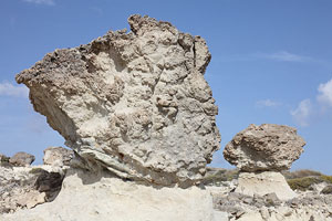 Erosionally formed mushroom rocks, Sarakiniko, Milos