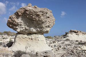 Erosionally formed mushroom rocks, Sarakiniko, Milos