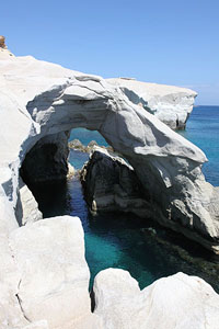Eroded coastal arches at Sarakiniko, Milos