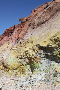 Colourful geothermally altered cliffs at Paleochori, Milos