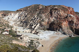 Paliorema valley with Sulfur Mine and Processing Plant, Milos