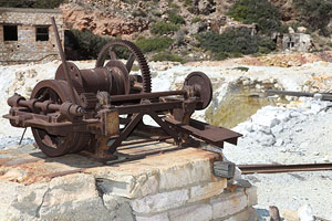 Winch of small powered incline, Paliorema Sulfur Mine, Milos