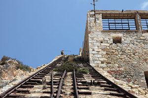 Twin-tracked powered incline, Paliorema Sulfur Mine, Milos