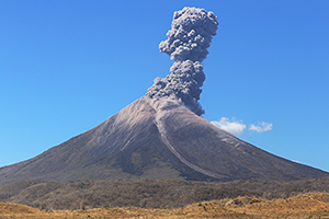 Eruption with ash cloud, Momotombo volcano, Nicaragua