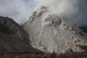 Paluweh volcano, Rokatenda lava dome with crater and active Rerombola dome, 2012