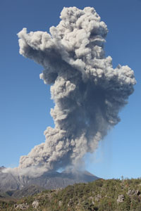 Sakurajima Volcano, Showa Crater, Ash cloud, Vulcanian Eruption, 2009/2010