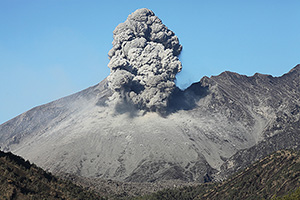 Start of eruption, Sakurajima volcano