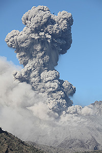 Large ash cloud rising from Sakurajima volcano