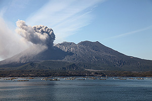 Sakurajima volcano wide-angle view