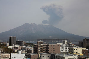 Mount Sakurajima volcanic ash rock lava eruption sample from Japan medium grain
