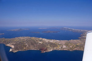 Aerial image of Santorini island showing caldera