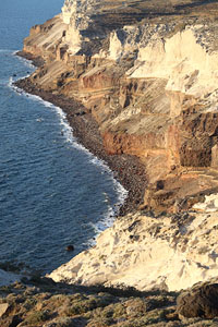 Layers of volcanic products, Cliffs of Cape Aspronisi, Thera, Santorini