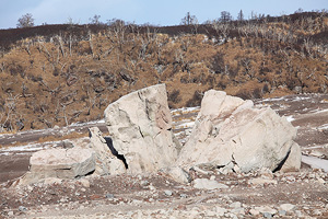 Large broken boulder, Shiveluch volcano