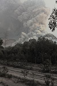 Abandoned field near Sinabung volcano