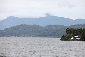 Lake Tondano with Soputan Volcano on horizon