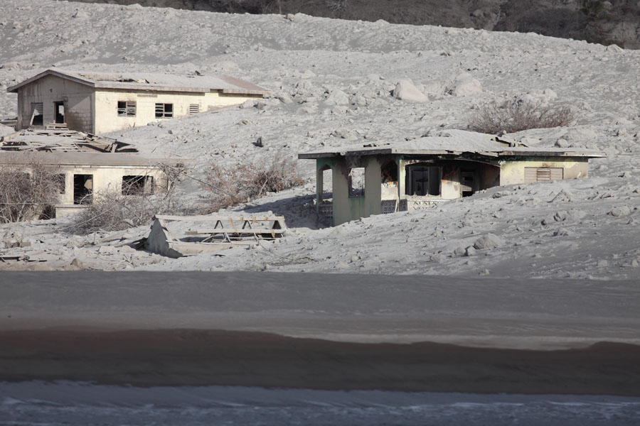 Aymers Ghaut, Montserrat, Houses buried in Pyroclastic Flow deposits