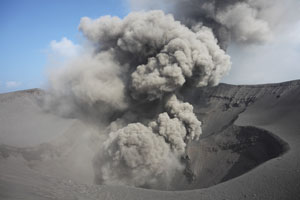 Ash cloud Yasur volcano 2010