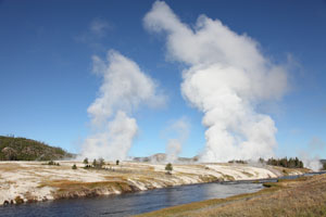 Steam Rising over Midway Geyser Basin, Firehole River
